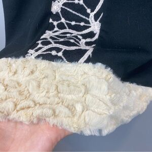 Hem & Thread • shift dress with faux fur grip and embroidery